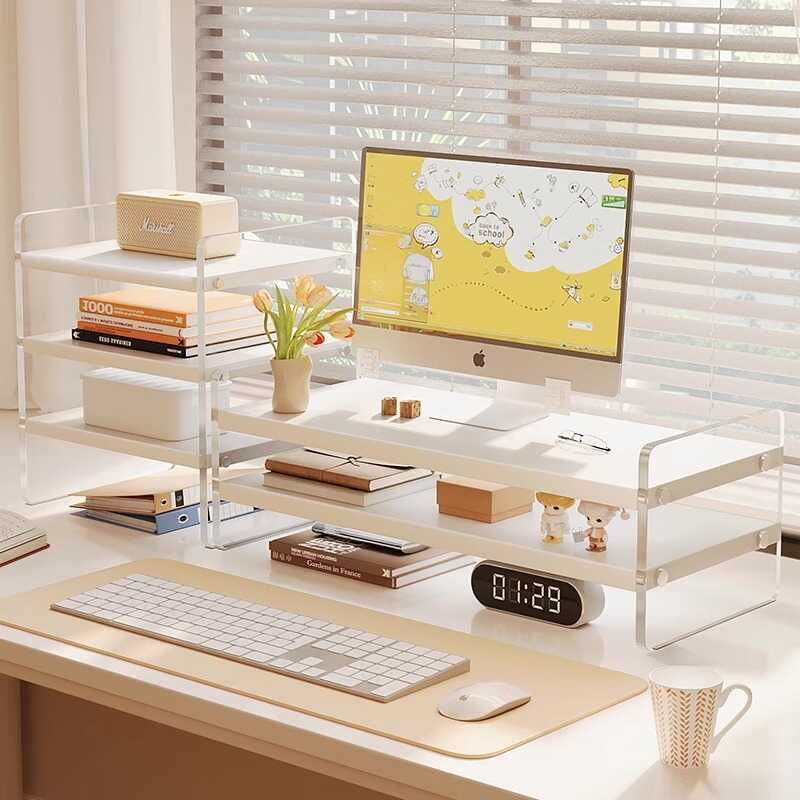 Desktop Computer Height Adjustable Monitor Stand Base Office Desk ...