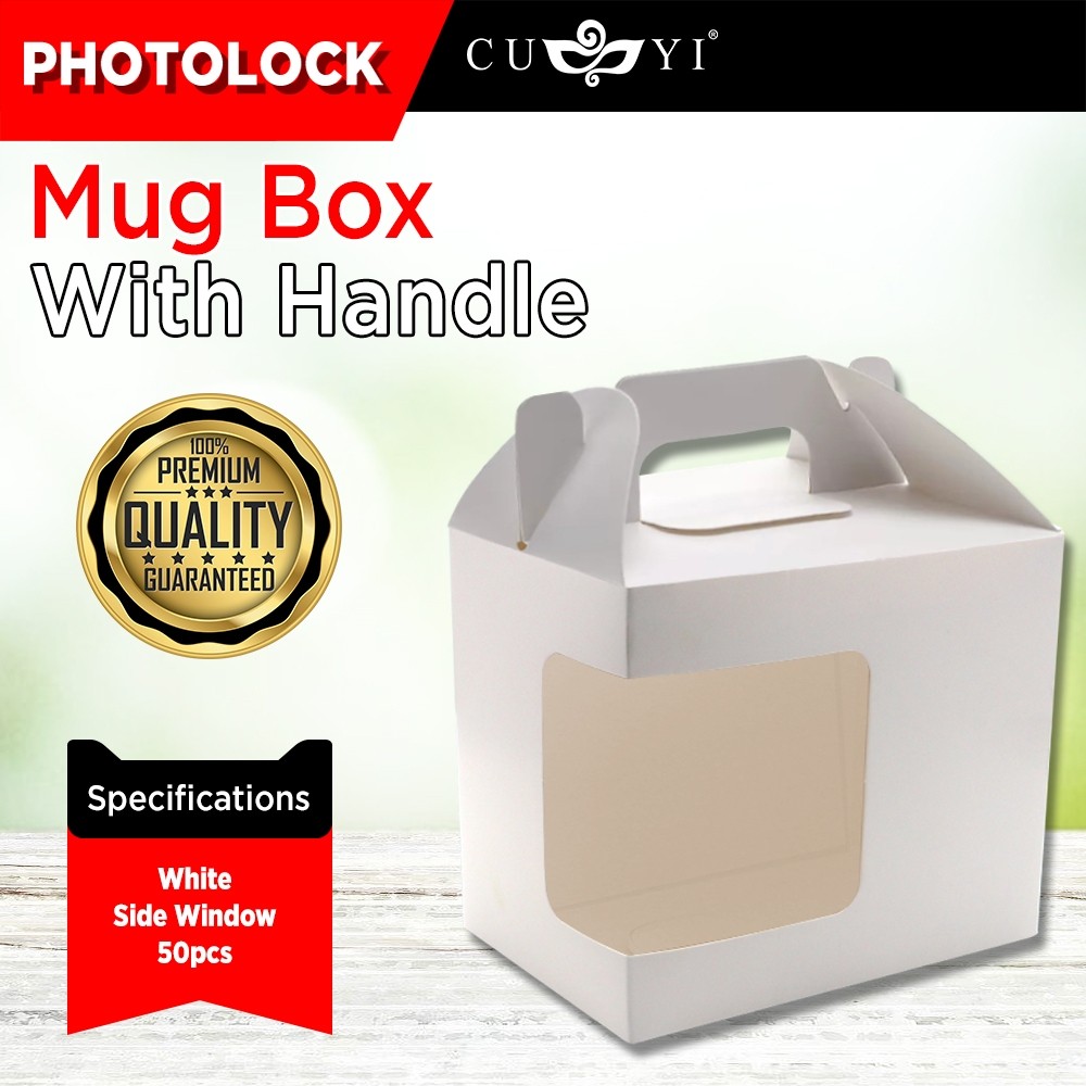 Mug Box With Handle White Side Window 50pcs | Shopee Philippines