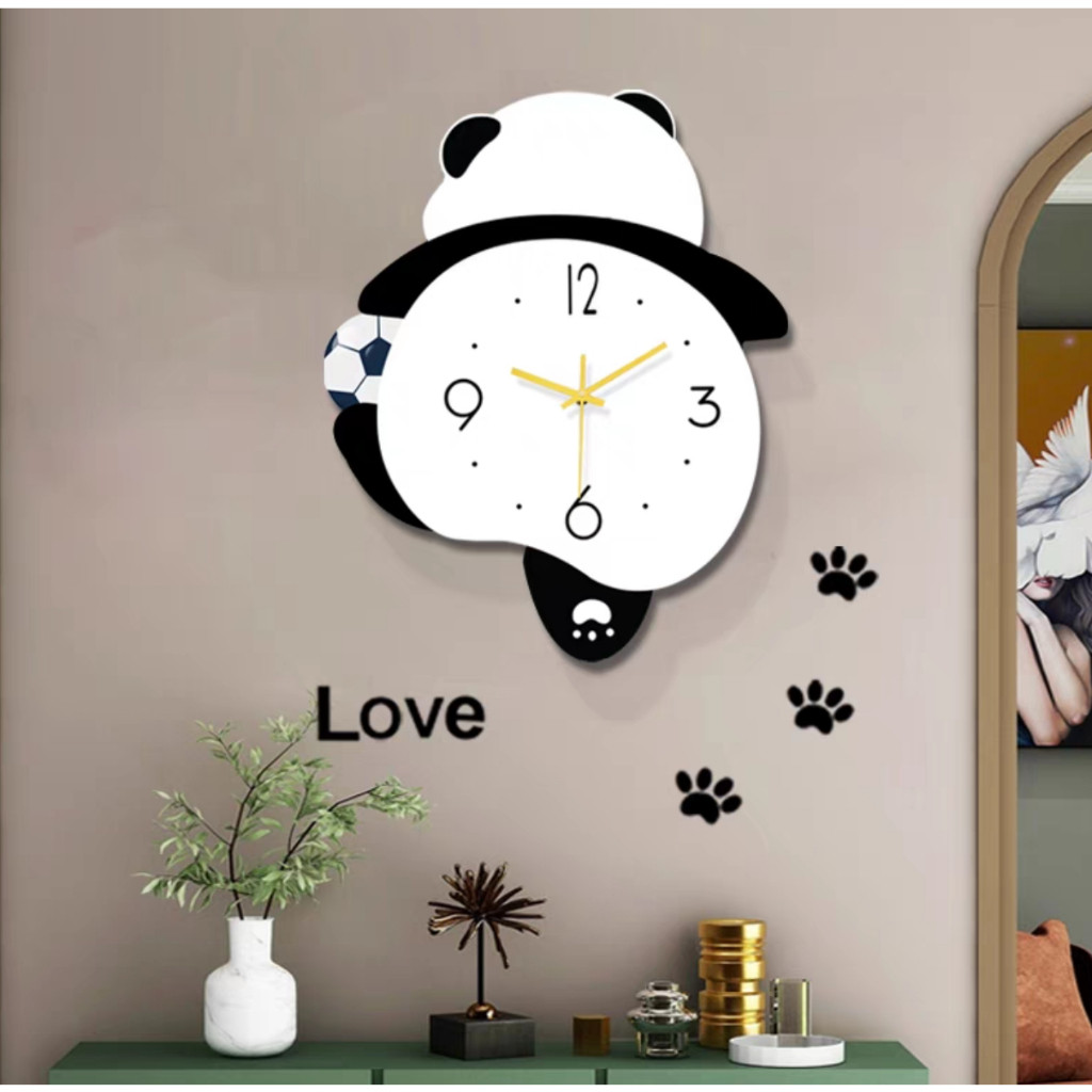 Panda Wall Clock Pendulum Swing feet Decorative Clocks Kids room school ...