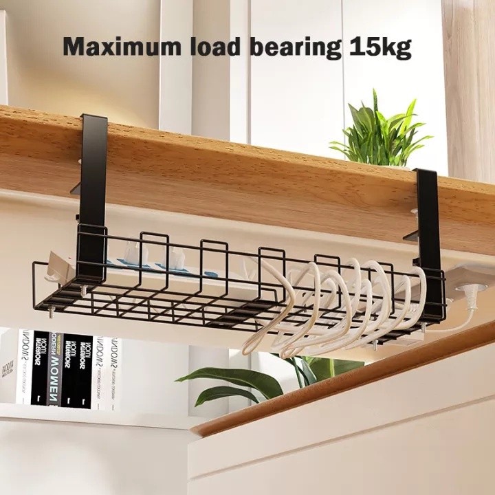 Under Table Storage Rack Desk Wire Organizer Tray Desk Socket Holder ...