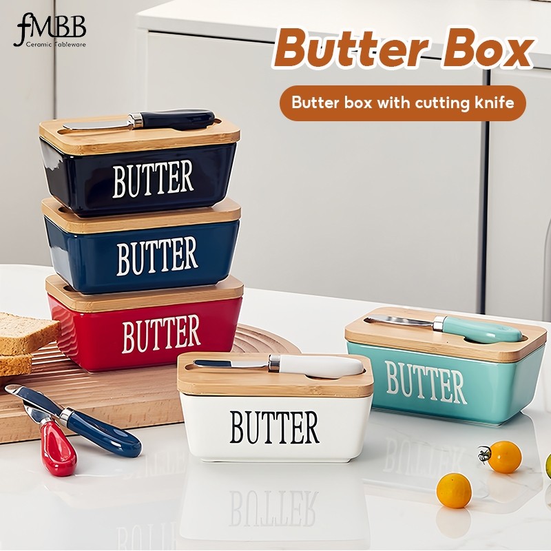 fMBB Butter Box with Lid and Knife / Airtight Covered Butter Keeper ...