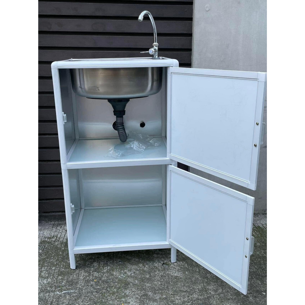 PORTABLE TEMPERED GLASS KITCHEN LABABO CABINET WITH FAUCET AND ...