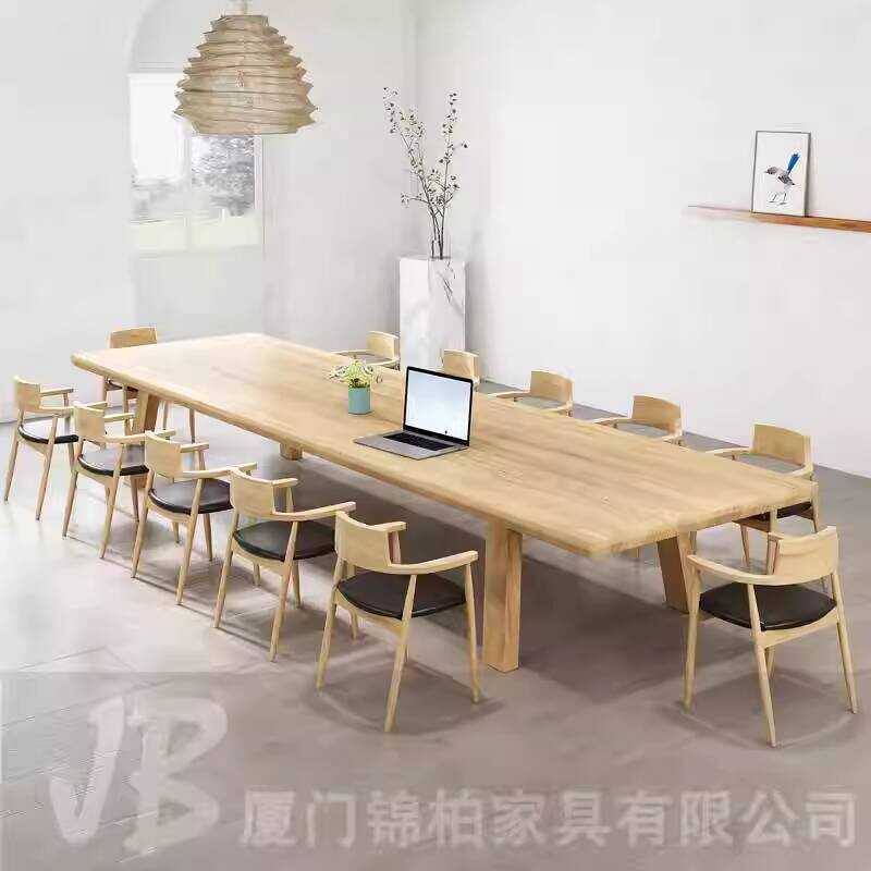 Nordic Solid Wood Conference Negotiation Table and Chair Set Long Strip ...