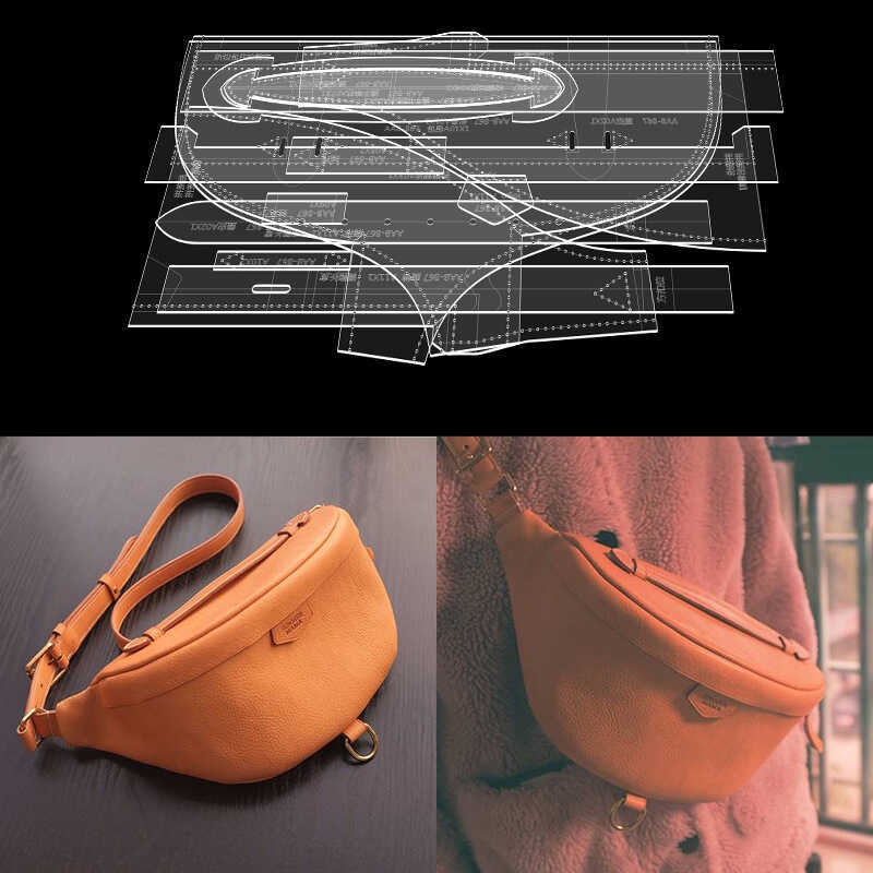 Handmade DIY Multi-Functional Leather Chest Bag Pattern Acrylic No-Cut ...