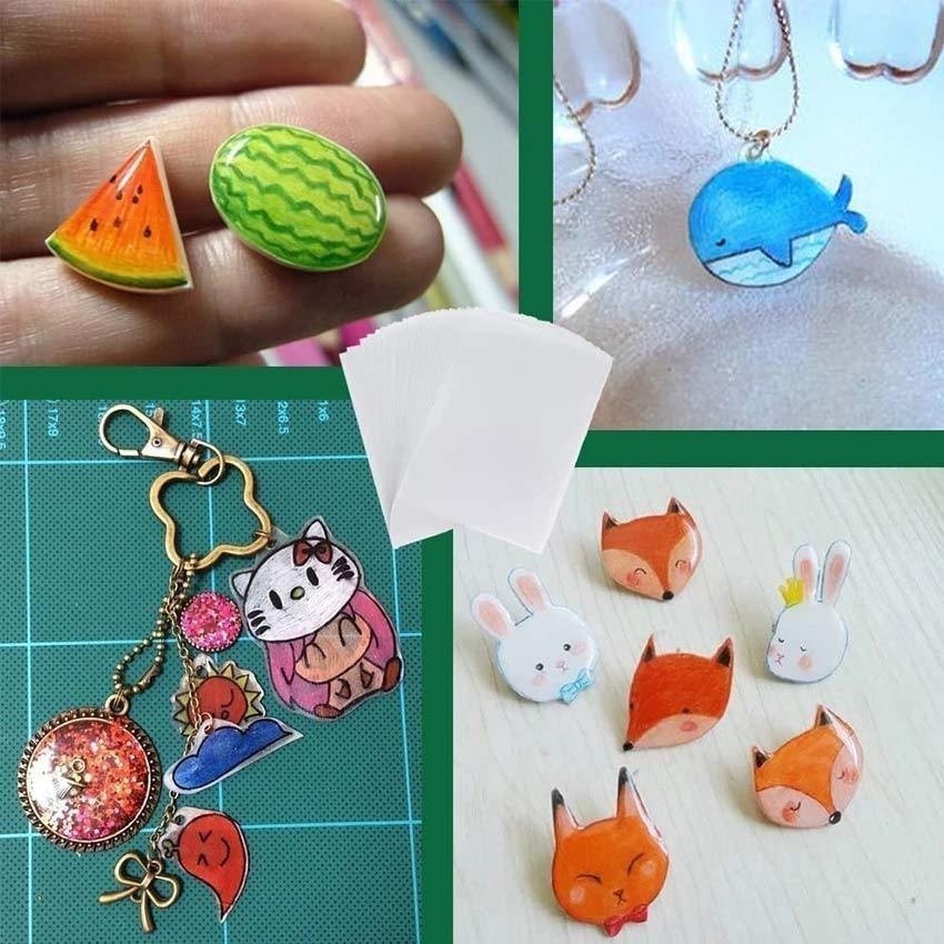 10 Sheets Heat Shrink Papers A4 Half Transparent Shrink Film Keychain ...