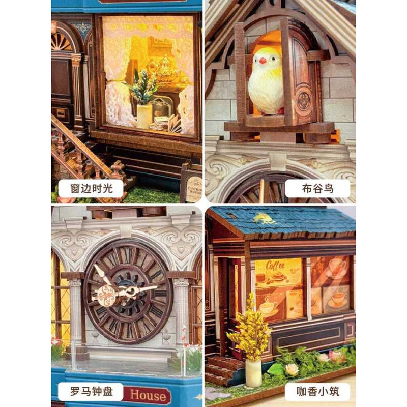 Time Capsule Assembly Bookend Cuckoo DIY Small House Real-Time Clock 3D ...