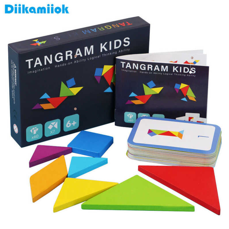 Wooden Tangram Jigsaw Puzzles Board Games Kids Montessori Educational ...