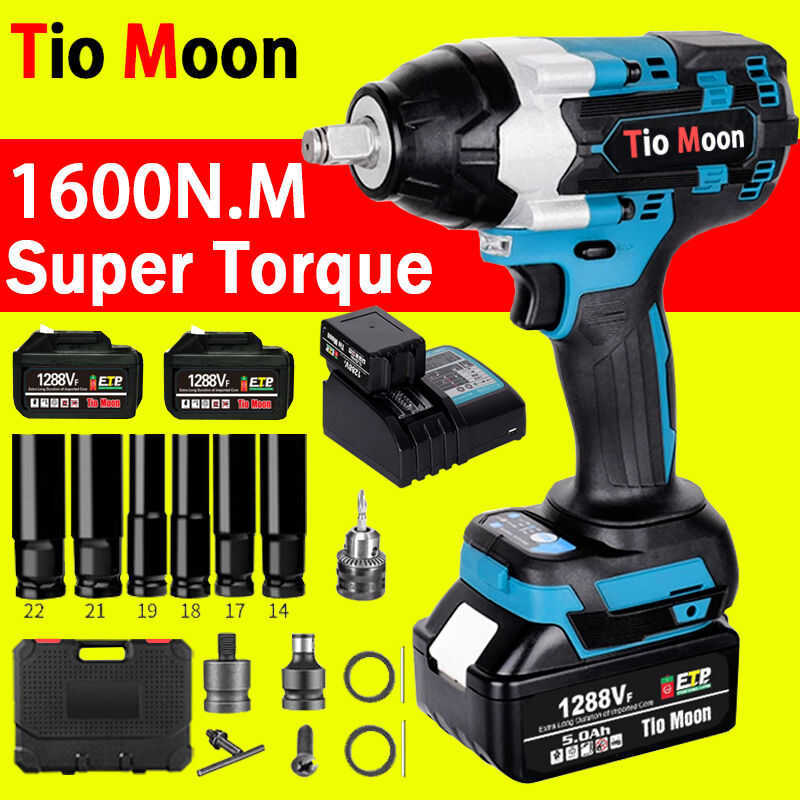 Tiomoon Super Large Torque Impact Wrench 5.0Ah Cordless Brushless ...