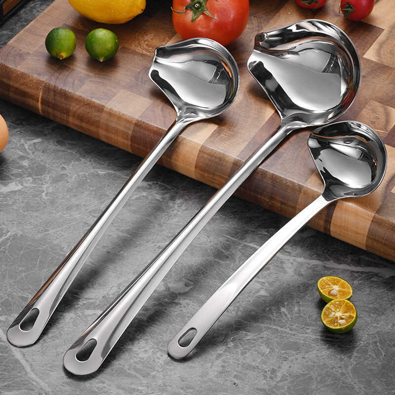 304 Stainless Steel Duckbill Long Handle Sauce Thickened Side Slanted ...