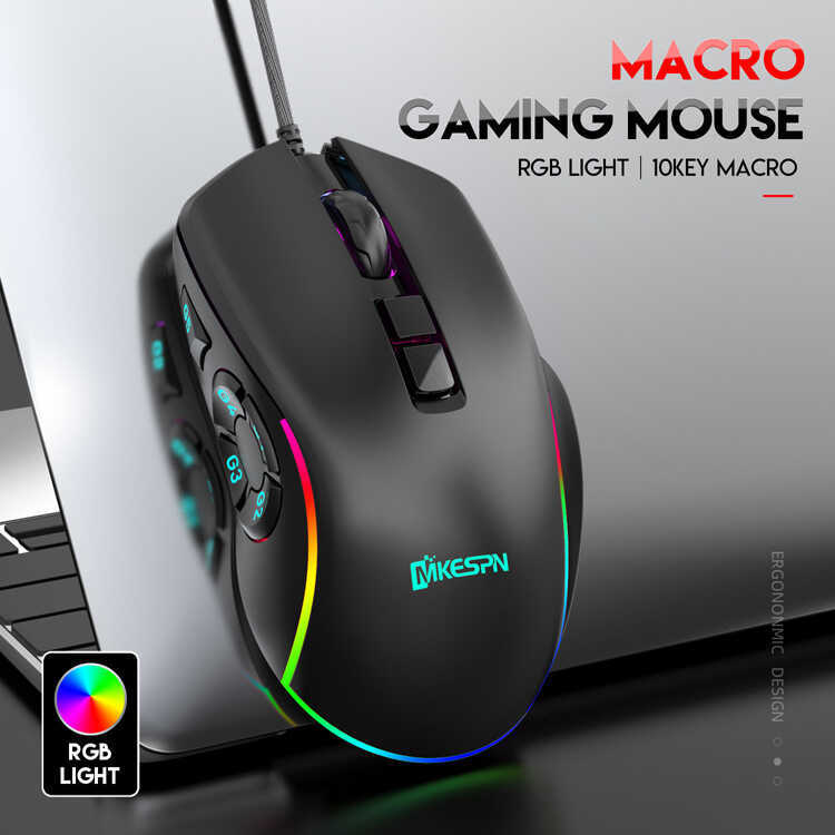 10-Key Macro Definition Programming Gaming Mouse 6-speed DPI Ergonomic ...