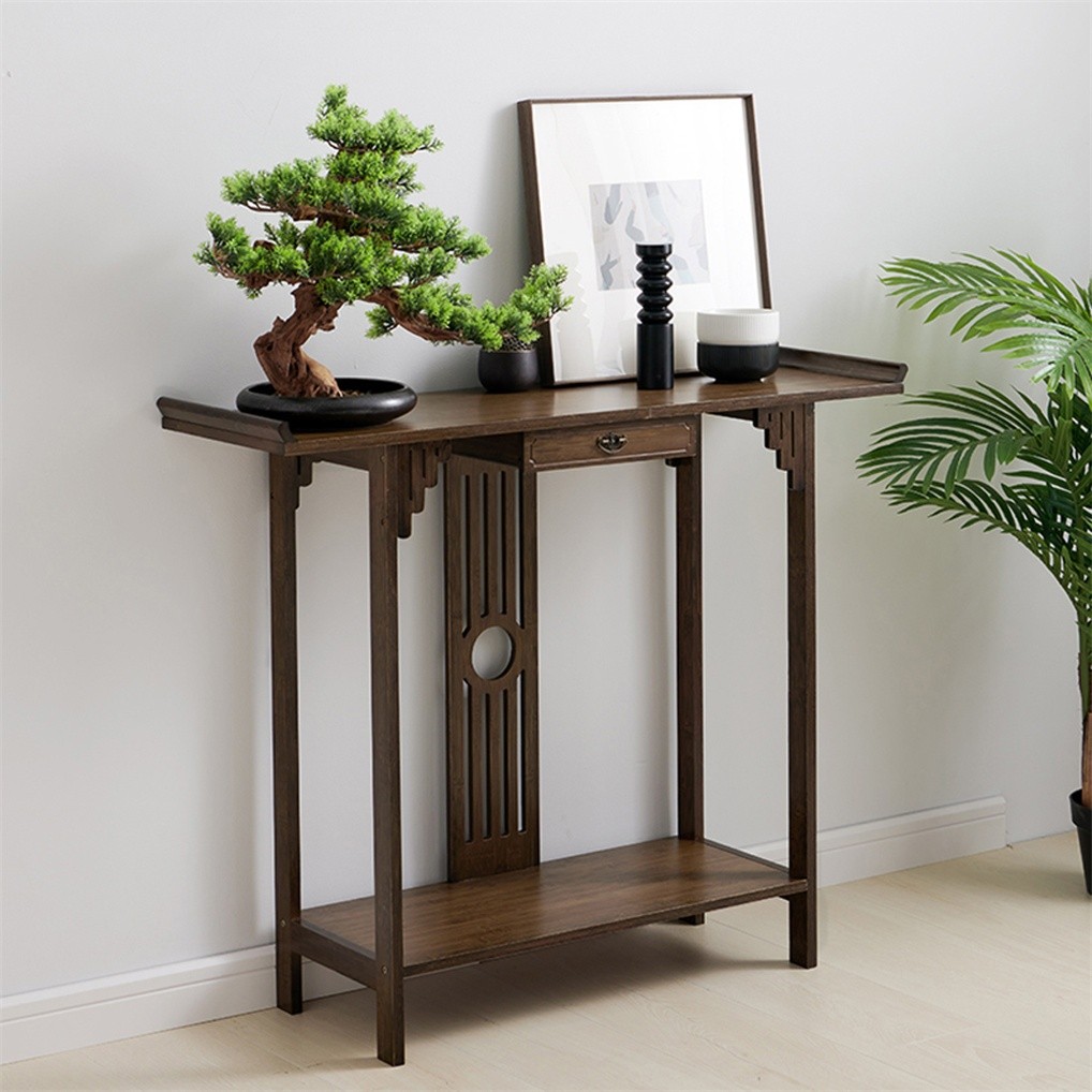 Classic Console Table with Drawer Bottom Shelf Entryway Foyer Table ...