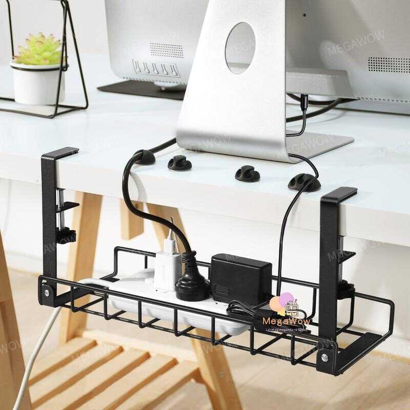 Under Desk Cable Management Tray Power Strip Organizer Wire Computer ...