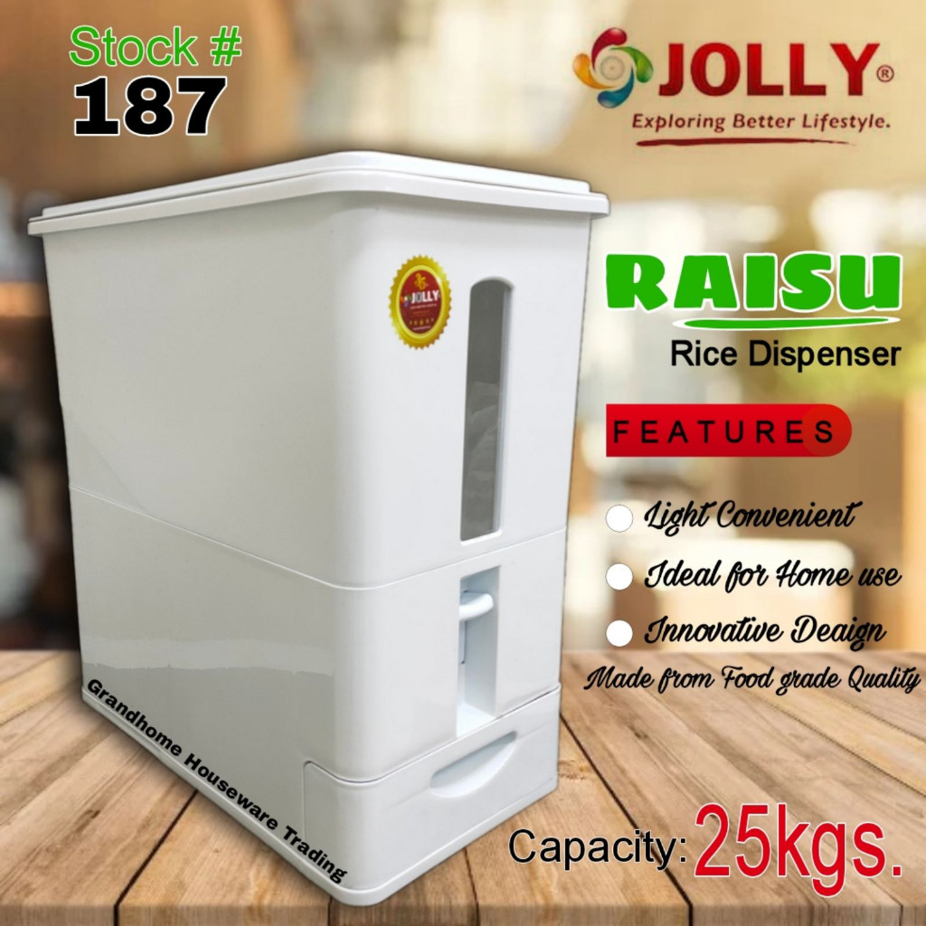 JOLLY RICE DISPENSER 25KG RICE BOX / SEALED RICE STORAGE BOX / GRAIN ...