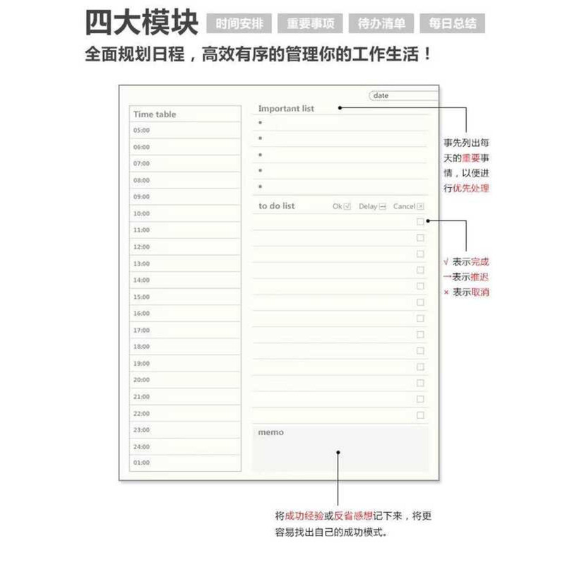 Daily One Page Per Day 2025 Efficiency TIME Planner Student A7 Portable ...