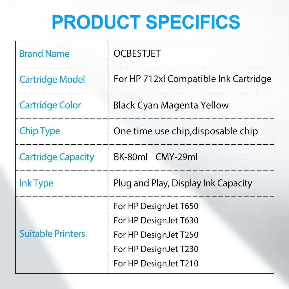 712XL 712 Ink Cartridge HP712 Disposable For HP DesignJet T650 T630 ...