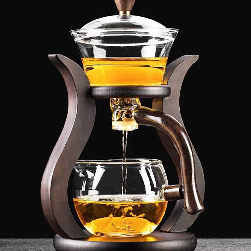 Lazy Kung Fu Drip Teapot, Magnetic Flow Semi-Automatic Glass Teapot Set ...