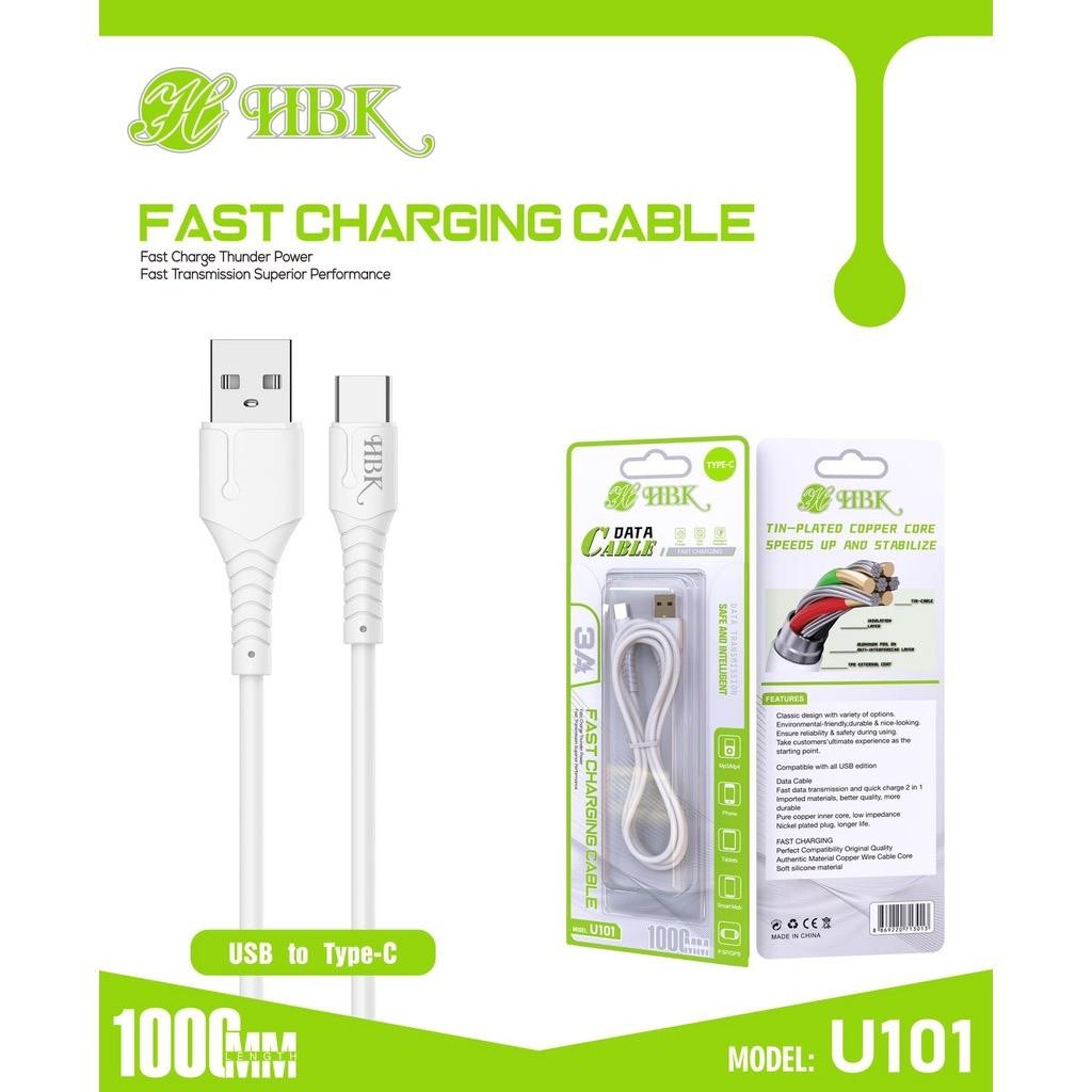 HBK U101 CORD DATA CABLE FOR ANDROID V8 TYPE C AND IOS SUITABLE FOR ...