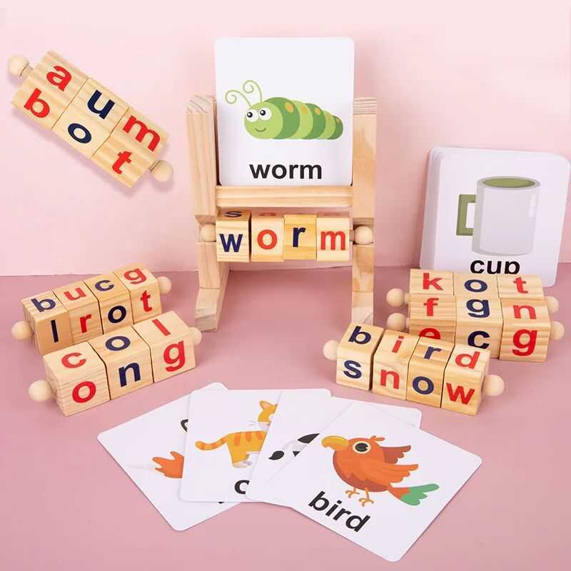 Educational Wooden Alphabet Blocks Toy for Children Early Reading ...