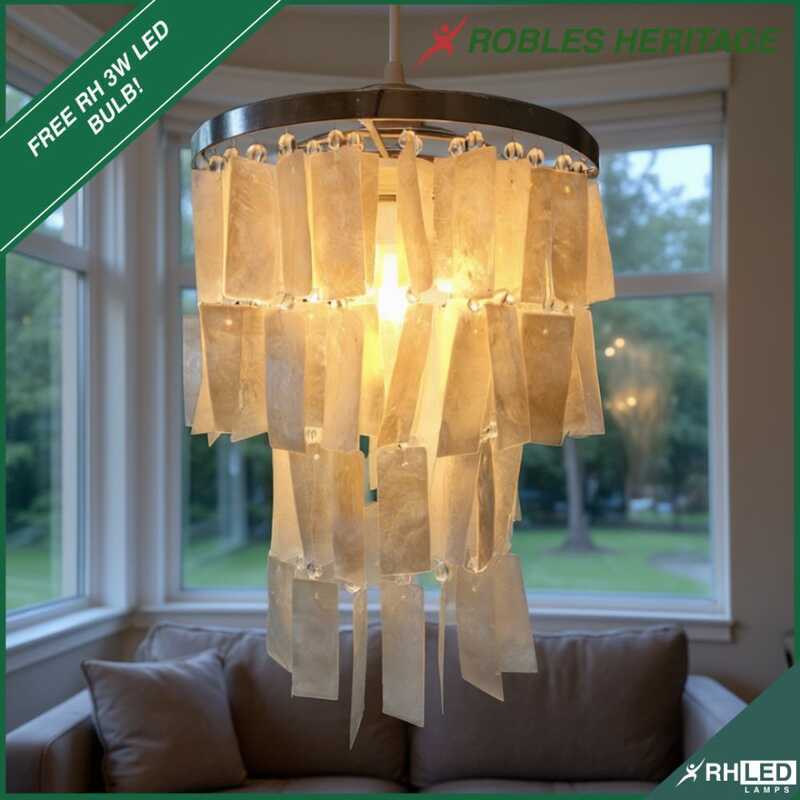Capiz Chandelier Lighting 8.5 Dia With FREE LED Bulb By Robles Heritage ...