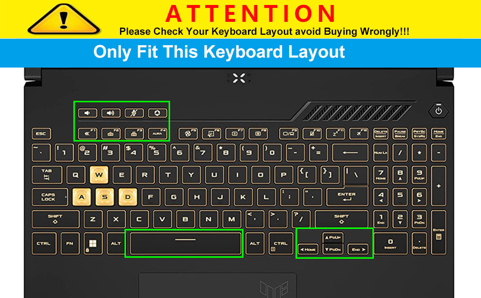 Keyboard Cover for ASUS TUF Gaming F16 FX607VU/A16 FA607 FA617NS, F15 ...