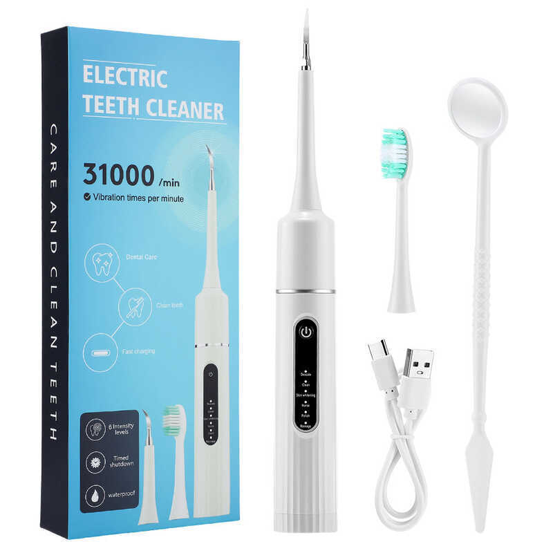 Electric Teeth Cleaner Toothbrush Sonic Dental Scaler Calculus Plaque ...