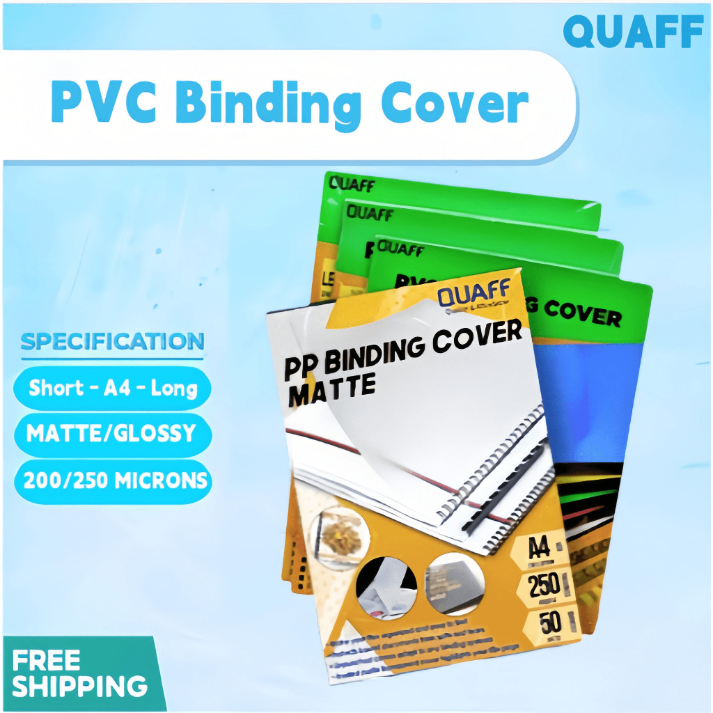 QUAFF PVC Binding Cover Short - A4 - Long Binding Purposes for School ...