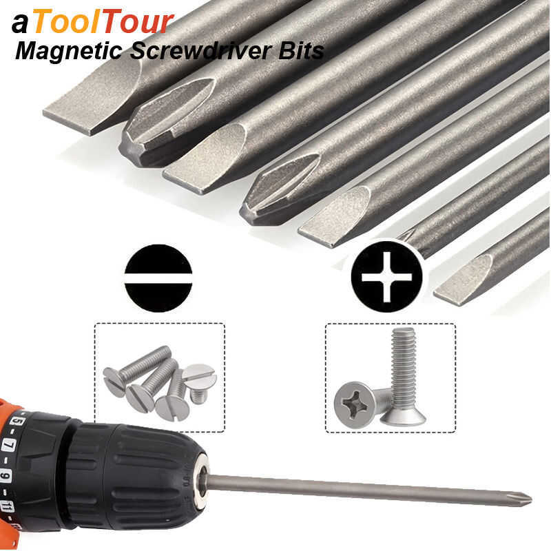 Slotted Phillips Screwdriver Bit Set Magnetic For Drill 1/4 Hex Shank ...