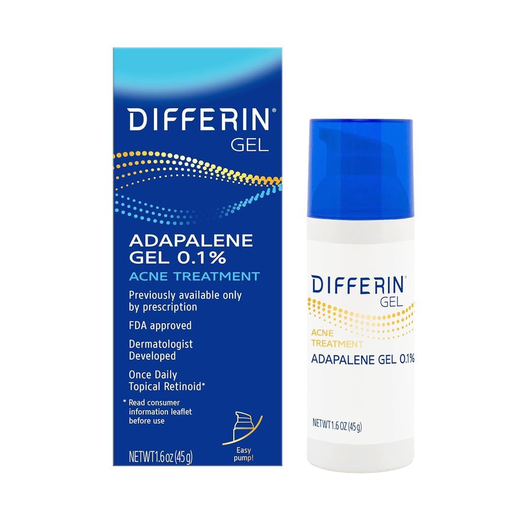 Differin Acne Treatment Gel, 90 Day Supply, Retinoid Treatment for Face ...
