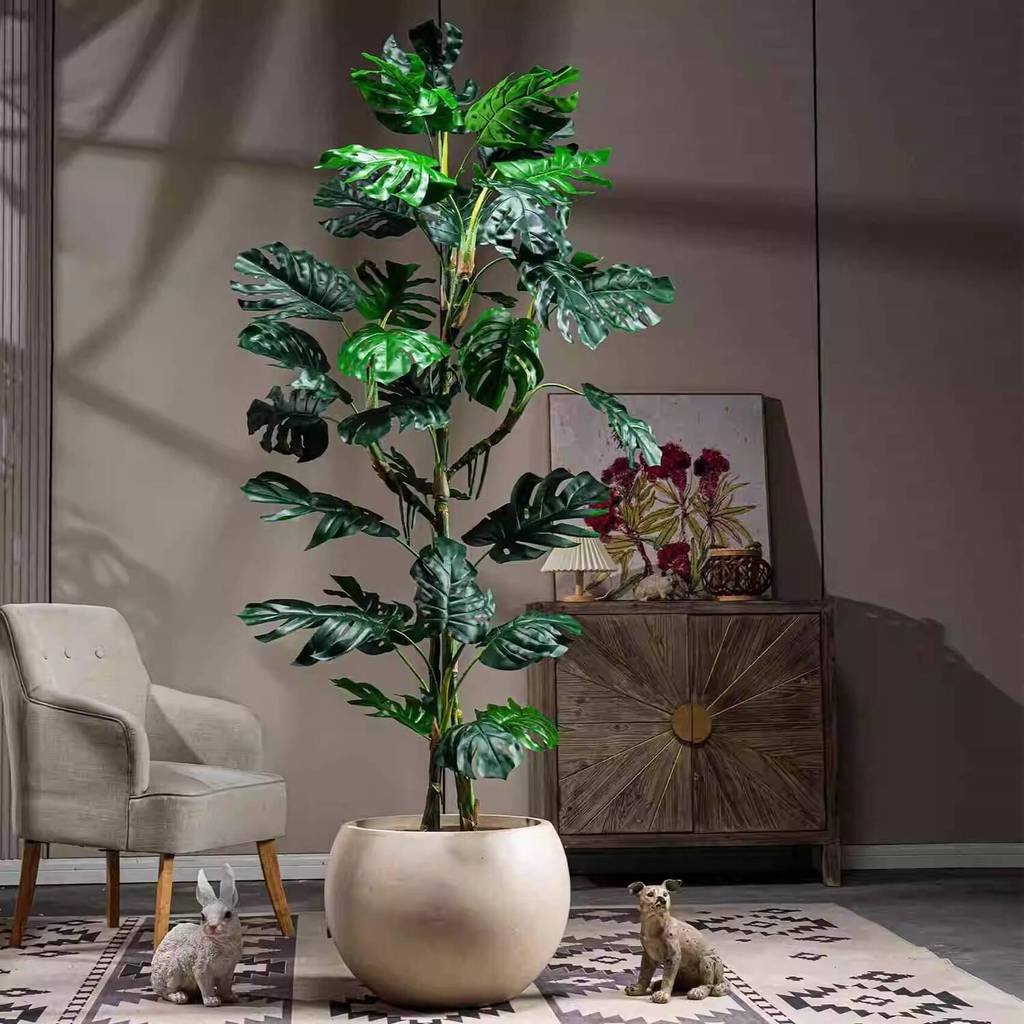Large Faux Monstera Tree with Wide Leaves, GBZ-0200 Indoor Living Room ...