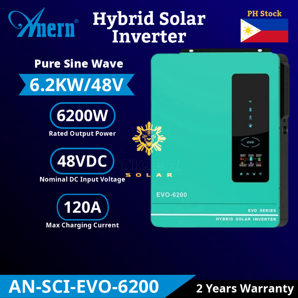 Anern Hybrid Solar Inverter 6KW 48V Hybrid Off Grid Inverter Built in ...