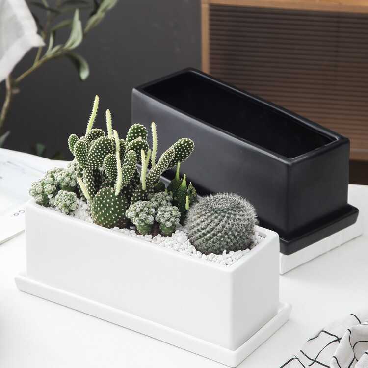 Nordic Minimalist Succulent Plant Rectangular Ceramic Flower Pot with ...