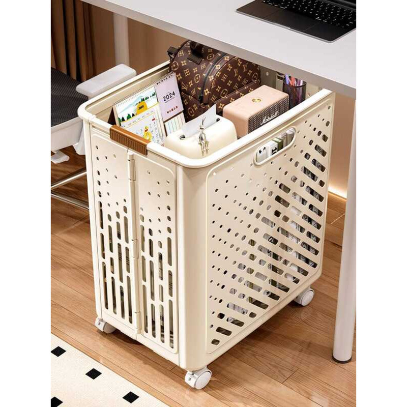 Office Under Desk Rack Workstation Bag Holder with Wheels Small Trolley ...