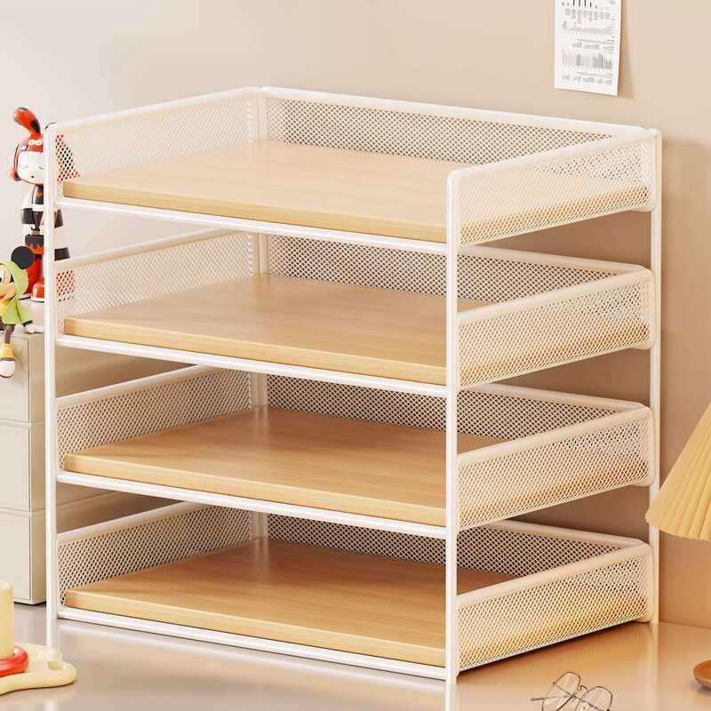 Desktop File Rack Office Desk Storage Layered Large Capacity ...