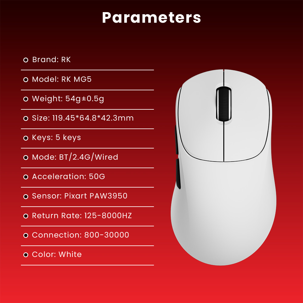 RK MG5 Royal Kludge 8k 8000Hz Wireless Mouse Tri-Mode Bluetooth ...