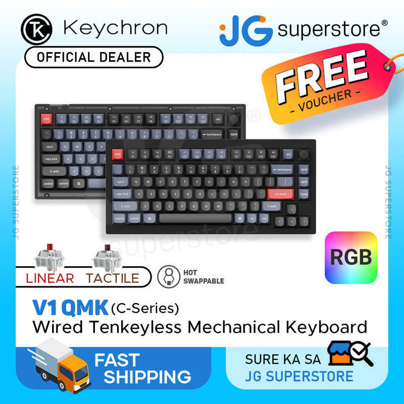 Keychron V1 QMK 84 Keys Compact Wired TKL Tenkeyless Mechanical ...