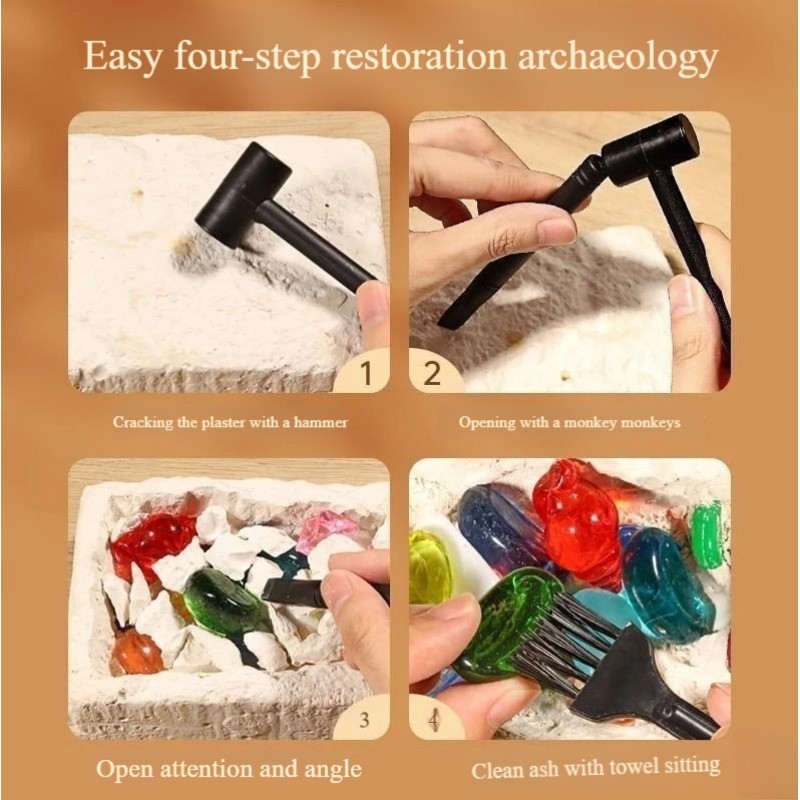 Gem Digging Toy Adventure Archaeological Excavation Kit Educational Box ...