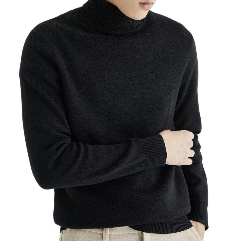 Men's High Neck Clean Sweater Men's Winter Thick Knitwear Men's Casual ...