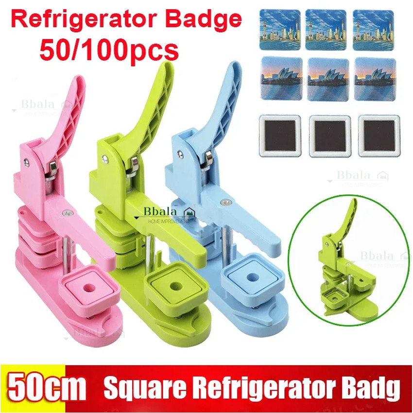 Portable Button Maker Machine DIY 50MM Square Mold Badge Pin Maker ...