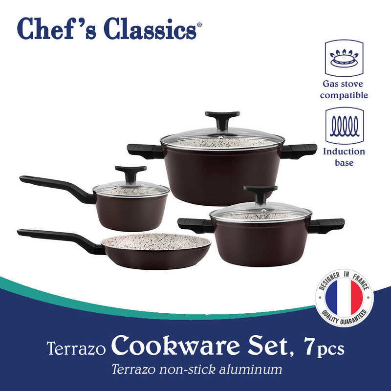 Chef's Classics Terrazo Non-Stick Cookware Set, 7Pcs 4F4 | Shopee ...