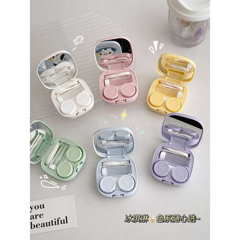 Cute Storage with Mirror Leak-Proof Compact Portable Contact Lens Case ...