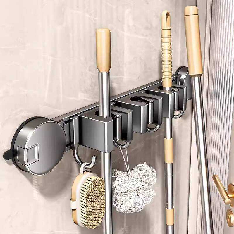 Suction Cup Mop Wall Mount Clip Bathroom No-Drill Magic Fixed Hook ...