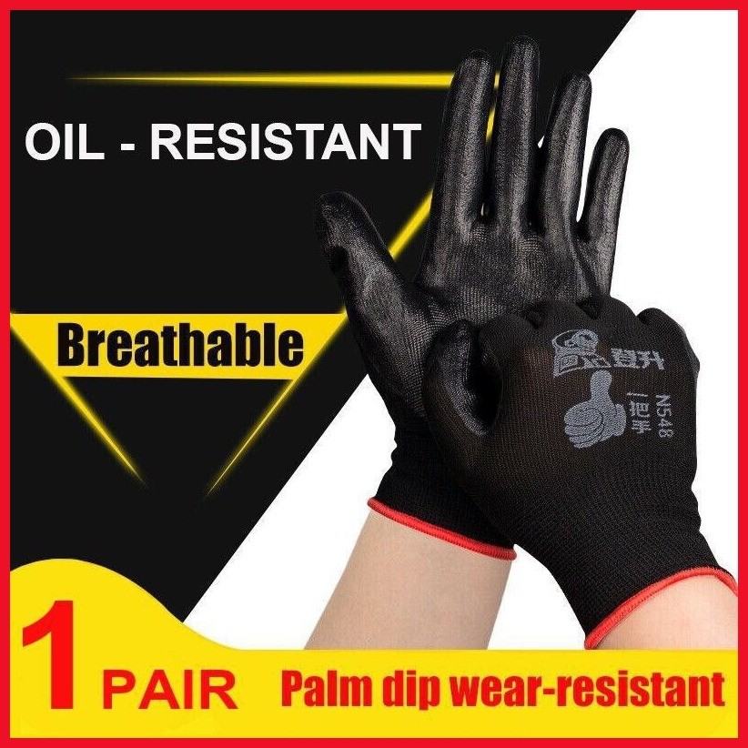 Black Rubberized Hand Gloves PPE Construction el…
