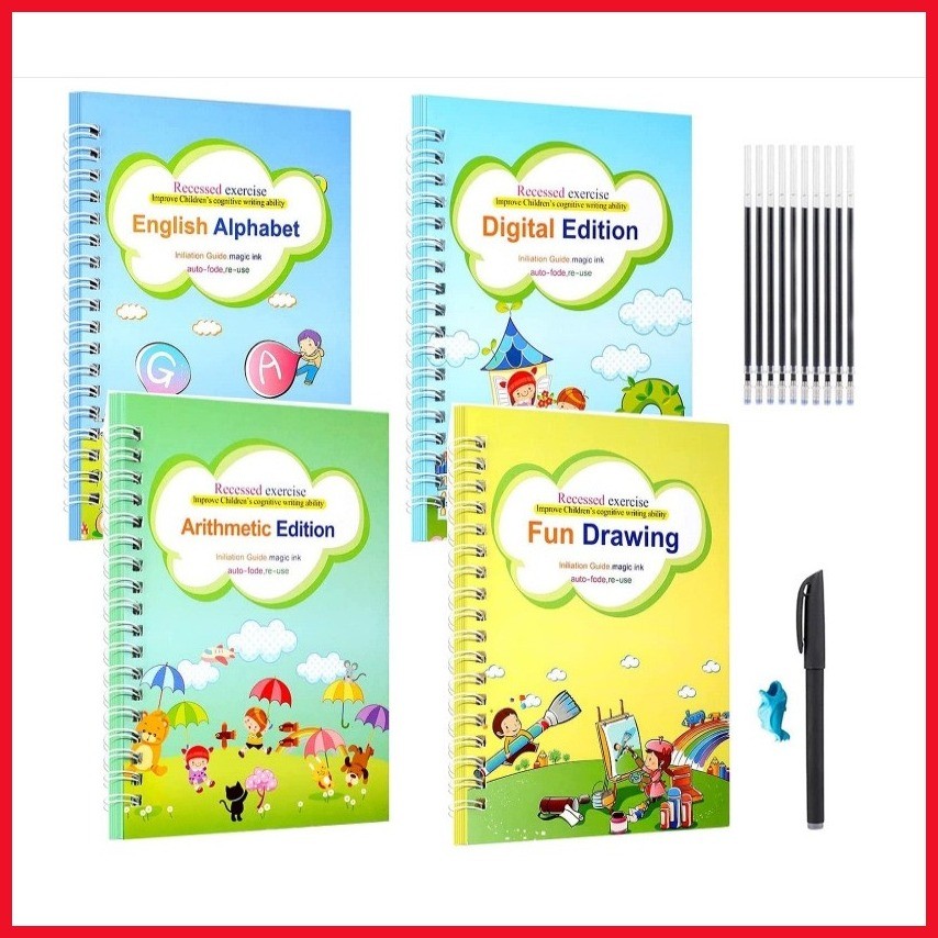 ♈ ⊙ Copy book Kid's English Learning Calligraphy Magic Writing Book Set ...