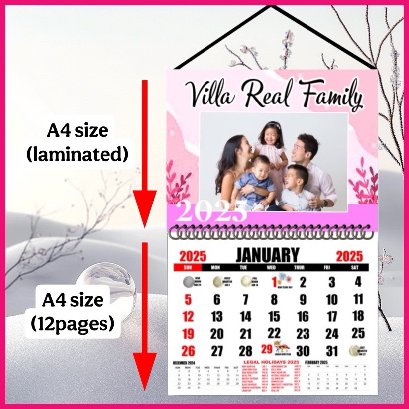 A4 size Laminated 2025 Personalized Calendar | Shopee Philippines