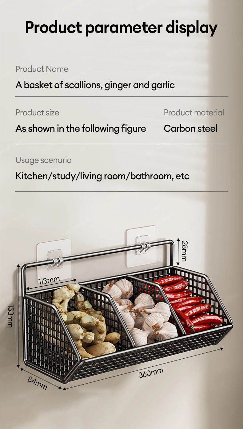 XTEN Kitchen Organizer Storage Rack Onion and Garlic Organizer Wall ...