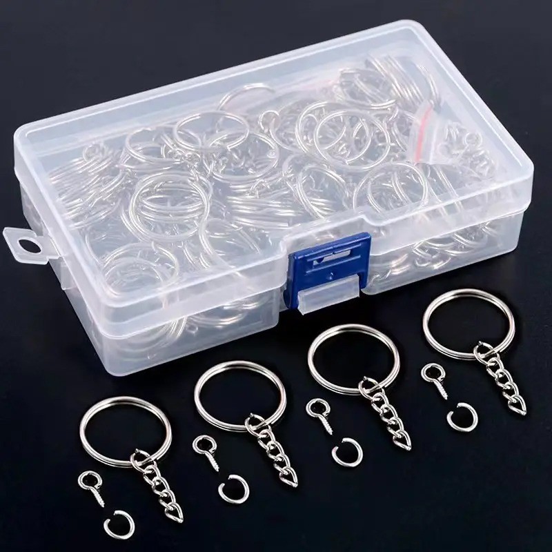 50Pcs Silver Plated Keychain - Metal Blank Keyring Split Rings - DIY ...