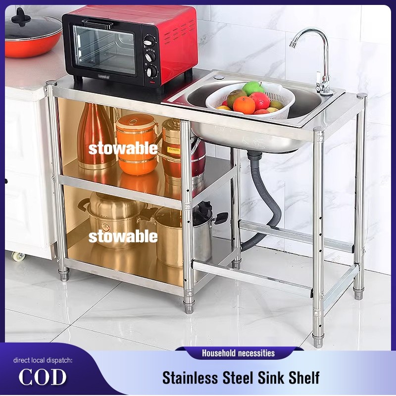Stainless Steel Kitchen Shelf Sink Stove Rack Hand Wash Basin Gas Stove ...