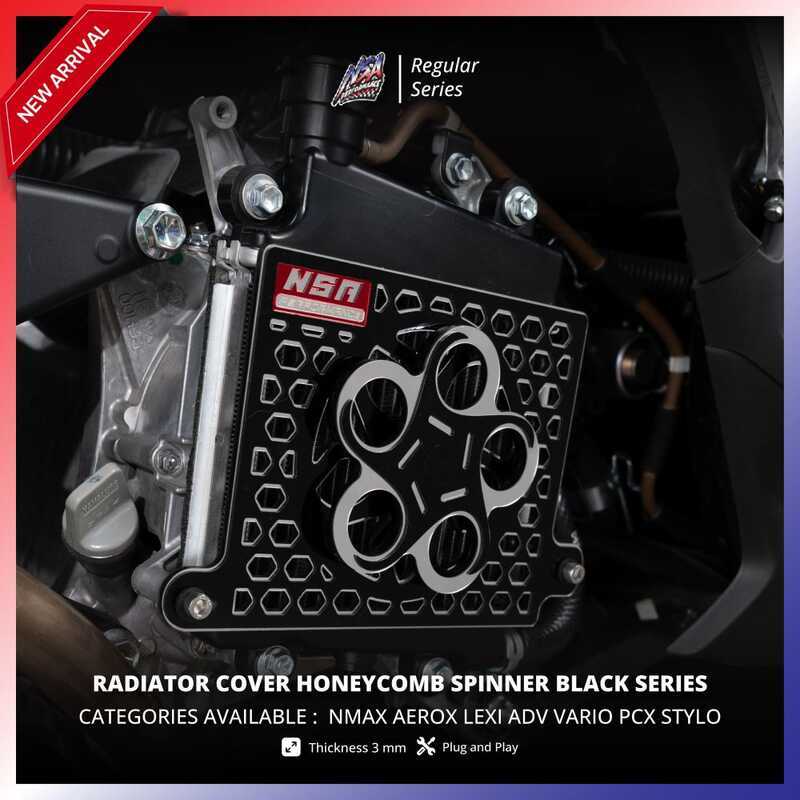NSA RADIATOR COVER HONEYCOMB SPINNER - BLACK SERIES [Vario/Pcx/Adv/Nmax ...