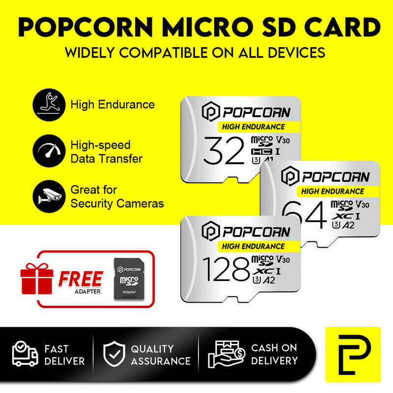 POPCORN For CCTV Memory Card 128Gb With Case 64Gb Micro SD 4K High ...