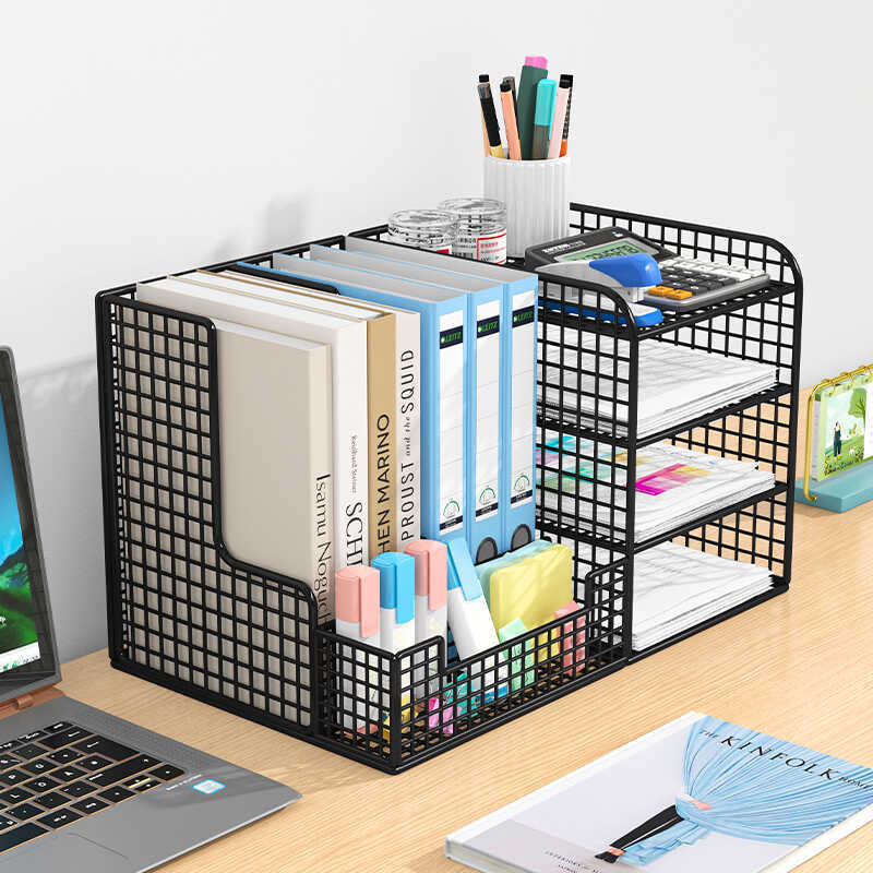 Organizer Desk Storage Box File Rack Supplies Folder Shelf Office Small ...